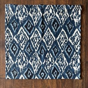 Navy and White Ikat Pattern Pillow Cover